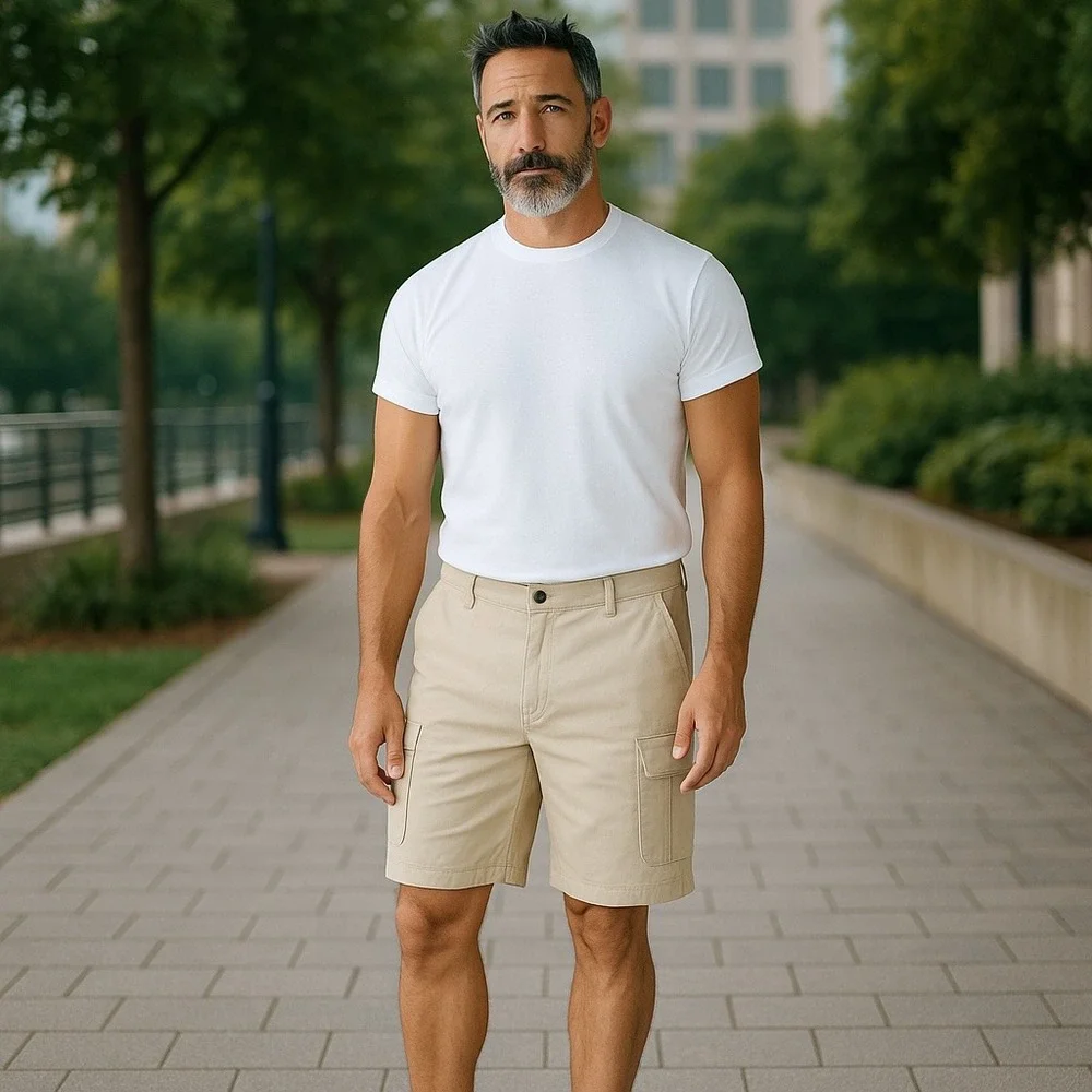 Columbia Mens Size 42 Light Beige Omni-Shade Casual Outdoor Cargo Shorts Zip Fly